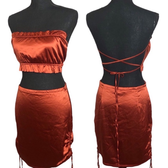 Satin ruched skirt set Tic Toc L - Picture 1 of 12